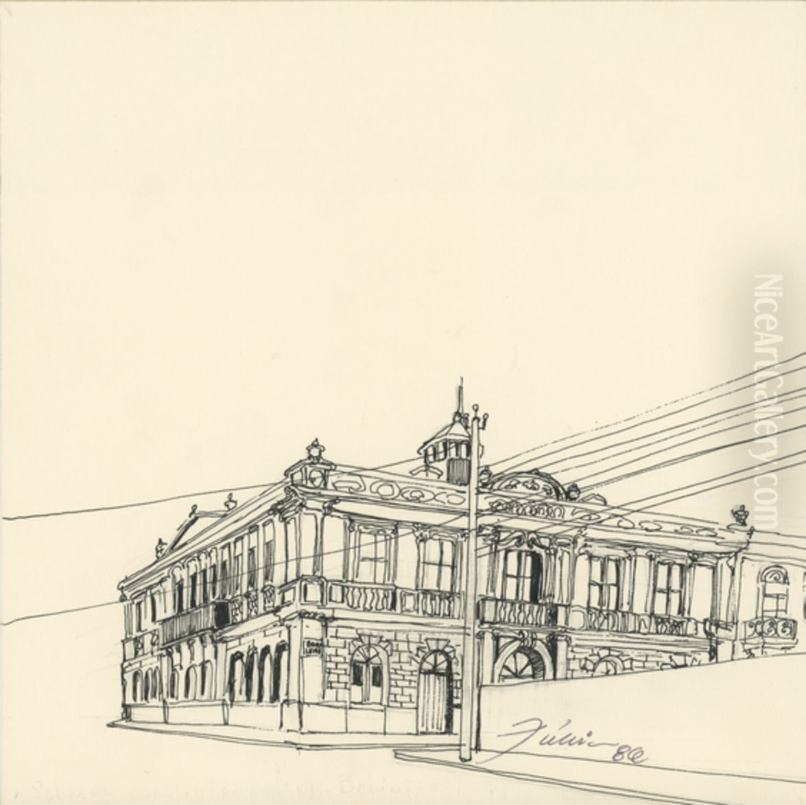 Sobrado construido por Prospero Belinfanti Oil Painting by Fulvia Goncalves