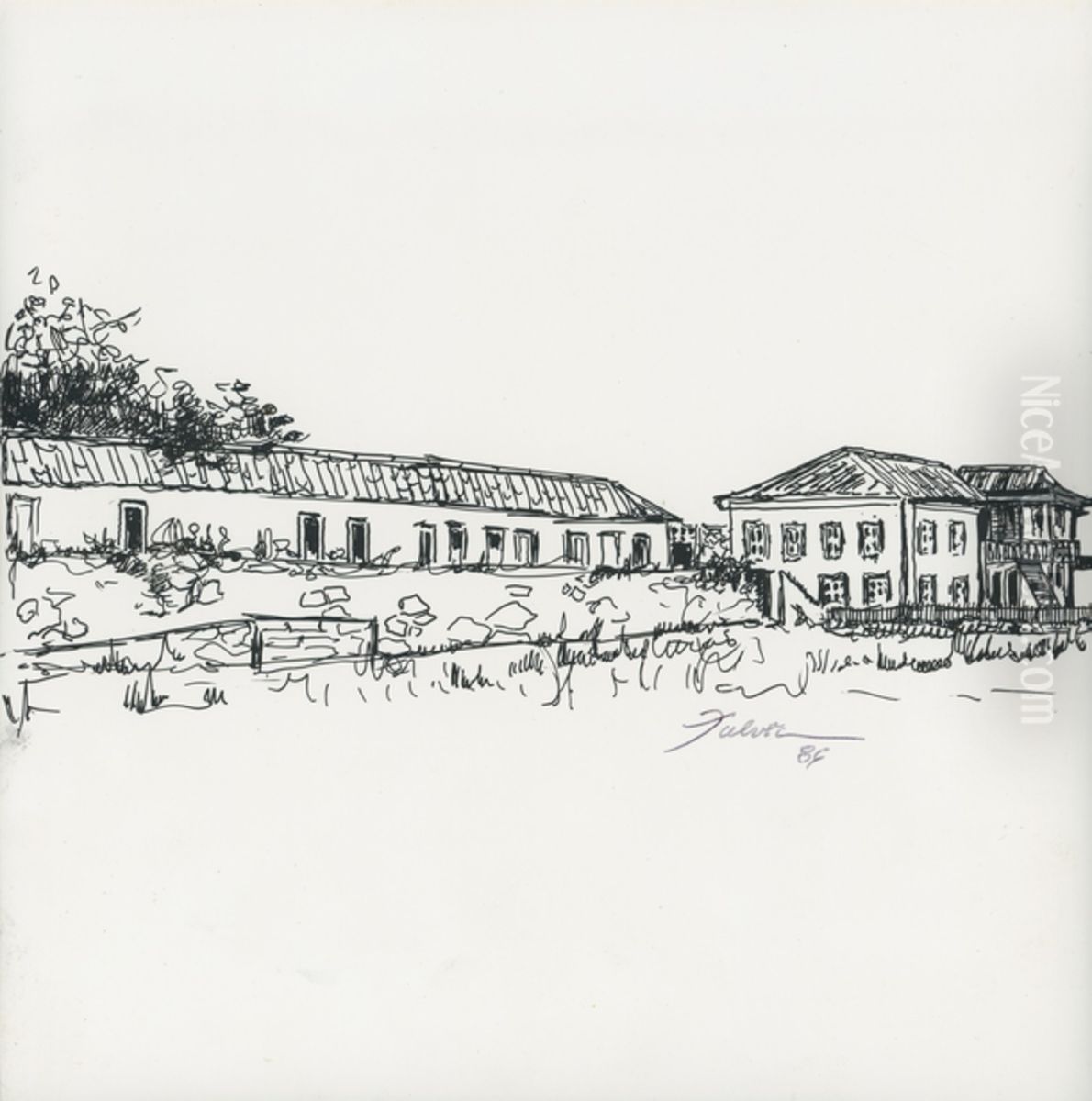 Casa e senzala da Fazenda Sao Joaquim Oil Painting by Fulvia Goncalves