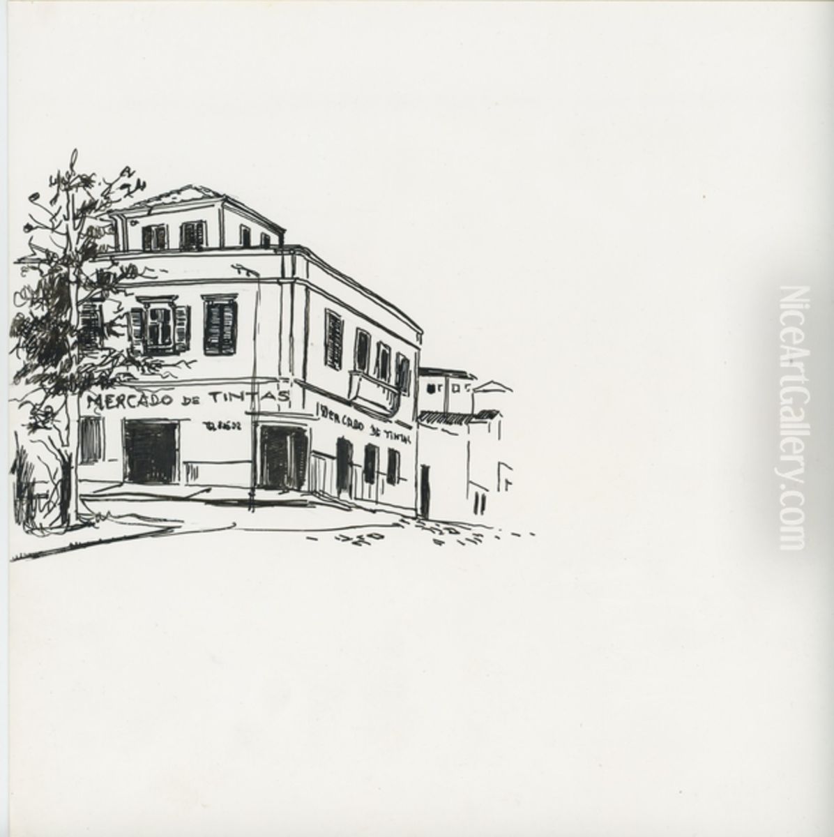 Mercado das tintas Oil Painting by Fulvia Goncalves