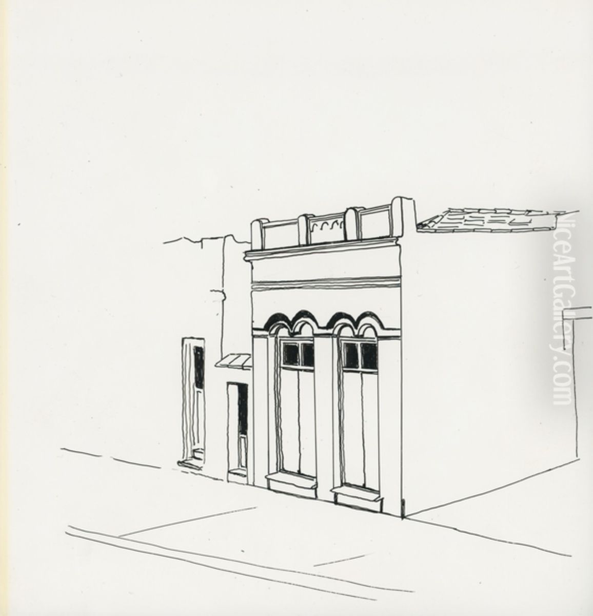 Fachada com curvas e ornamentacoes, Rua Conceicao entre a Padre Vieira e Antonio Cesarino Oil Painting by Fulvia Goncalves