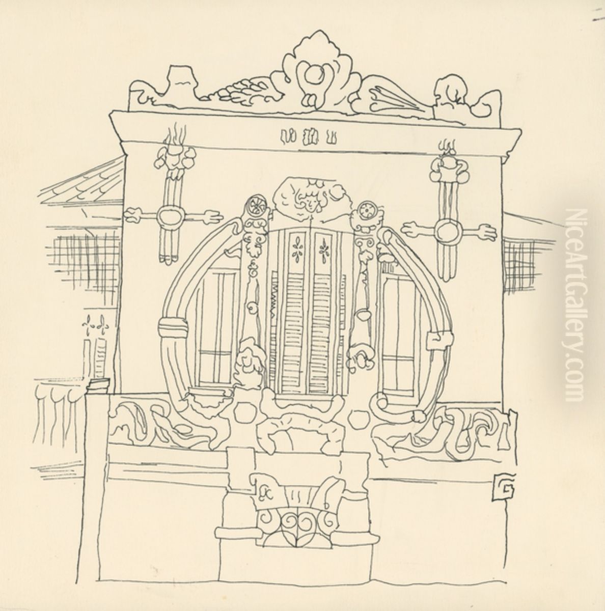 Casa com fachada ornamentada Oil Painting by Fulvia Goncalves