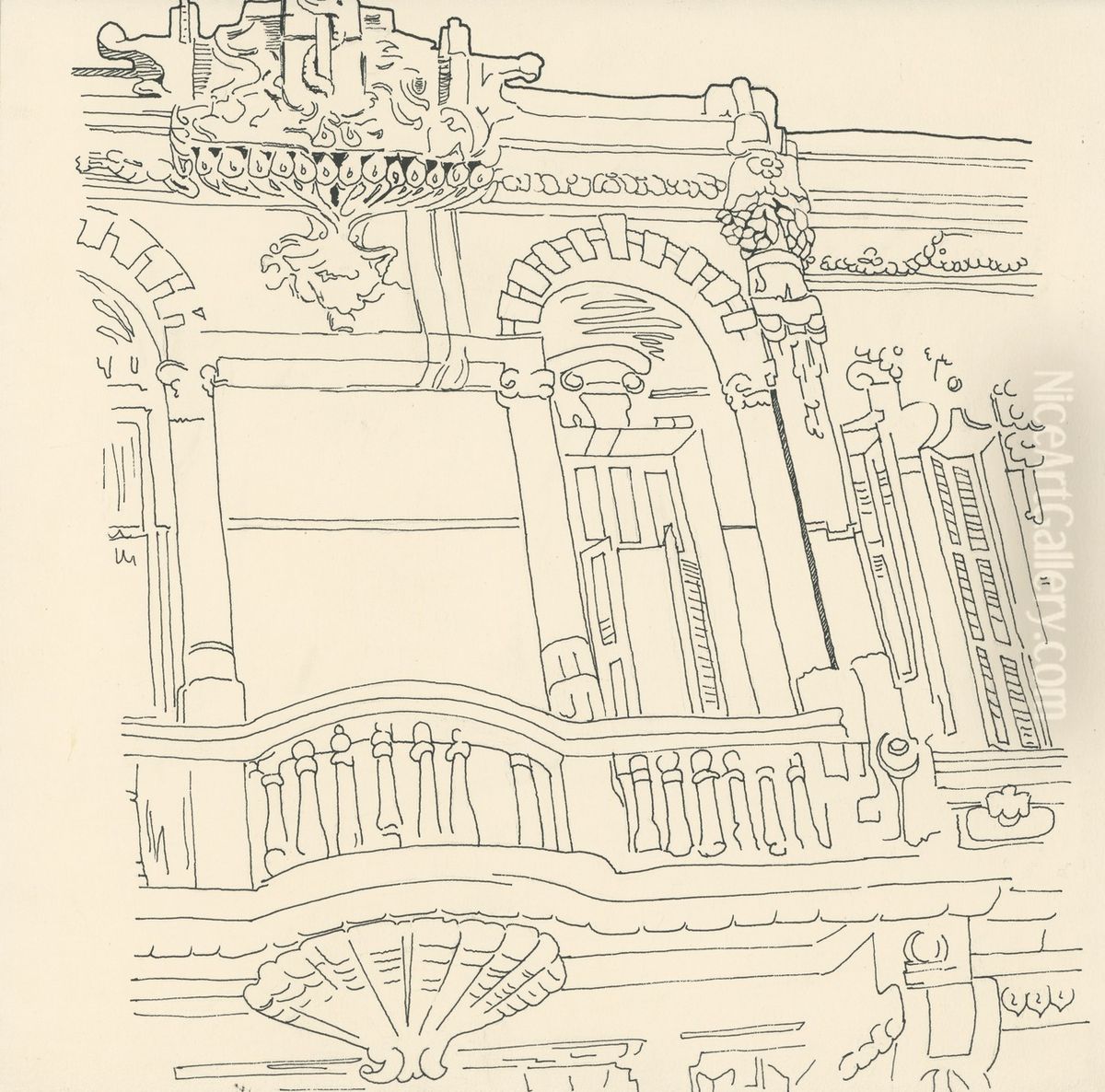 Fachada ornamentada Oil Painting by Fulvia Goncalves