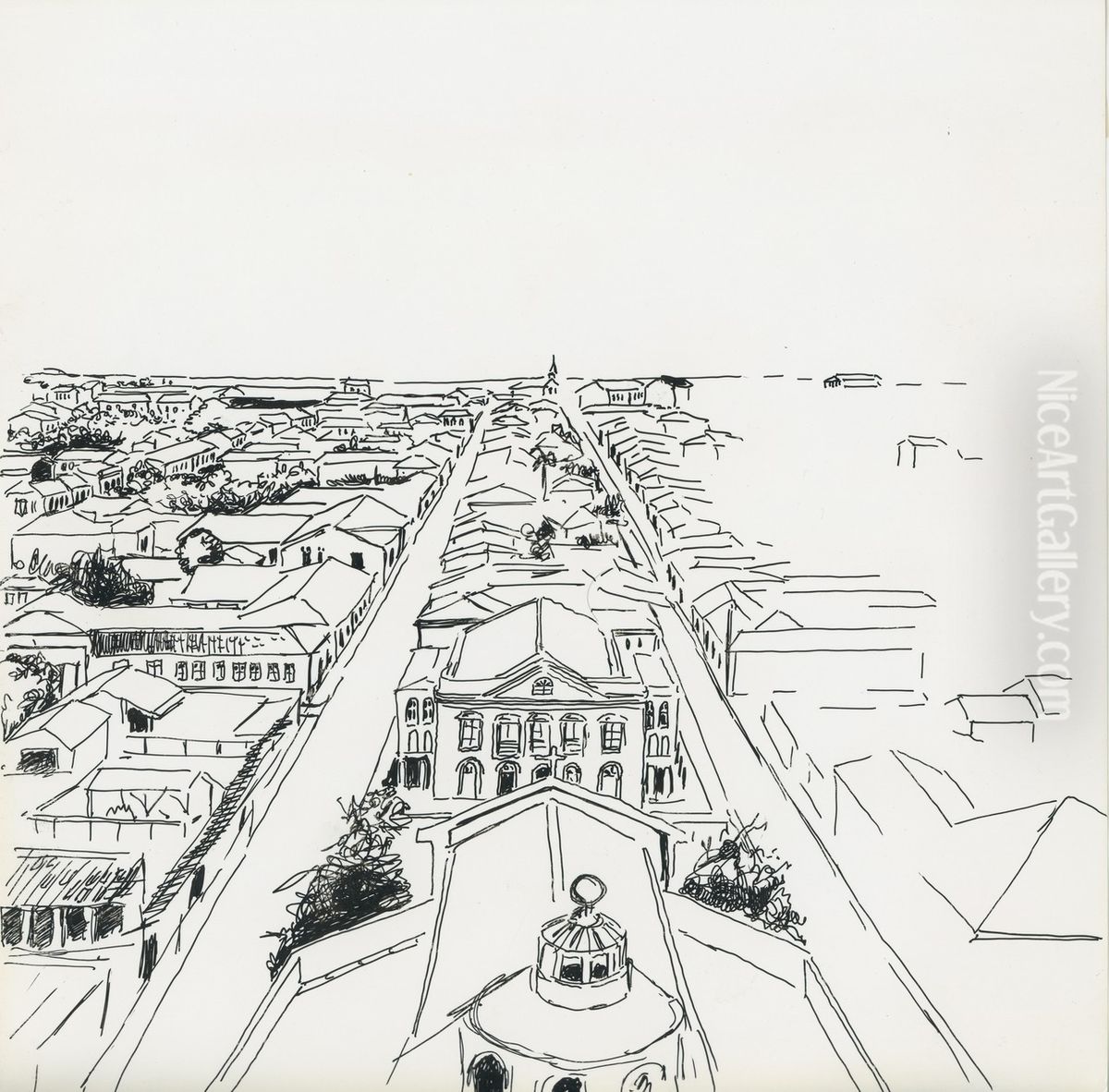 Vista parcial de Campinas Oil Painting by Fulvia Goncalves