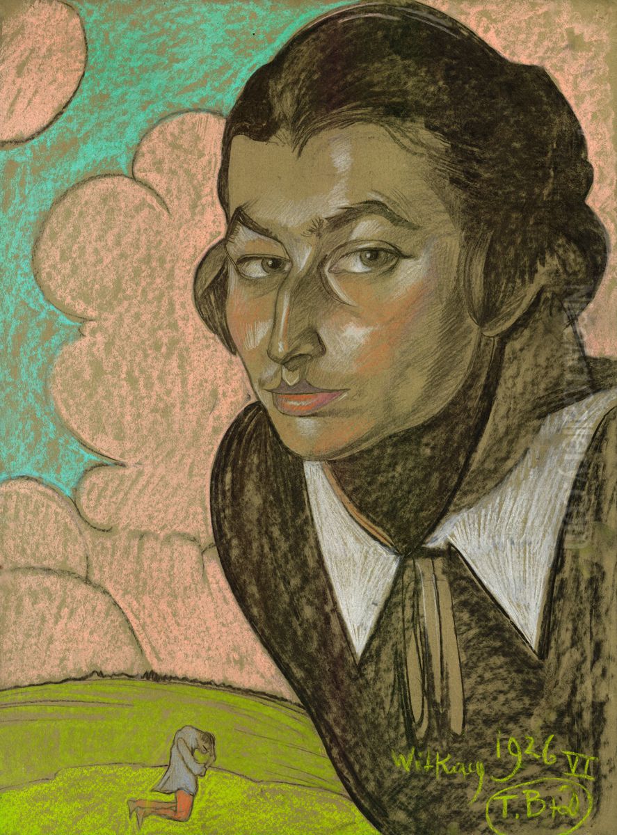 Portret Teresy Kurnatowskiej-Raszewskiej Oil Painting by Stanislaw Ignacy Witkiewicz (Witkacy)