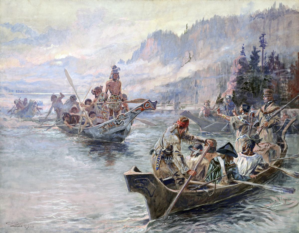 Lewis and Clark on the Lower Columbia, 1905 Oil Painting by Charles Marion Russell