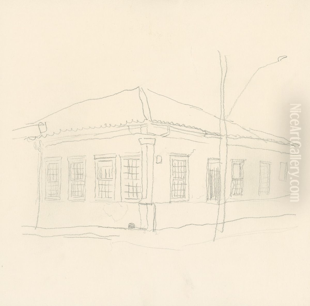 Fachada de imovel Oil Painting by Fulvia Goncalves