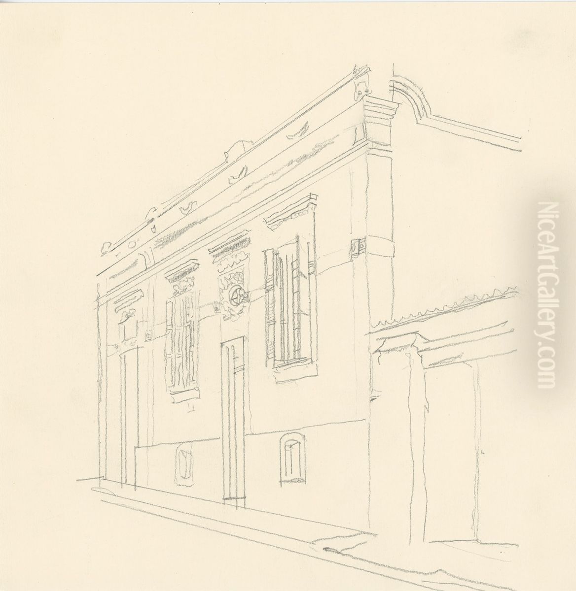 Fachada de imovel Oil Painting by Fulvia Goncalves