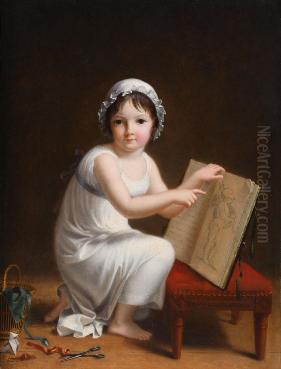 A child showing pictures from a book Oil Painting by Jeanne-Elisabeth Chaudet