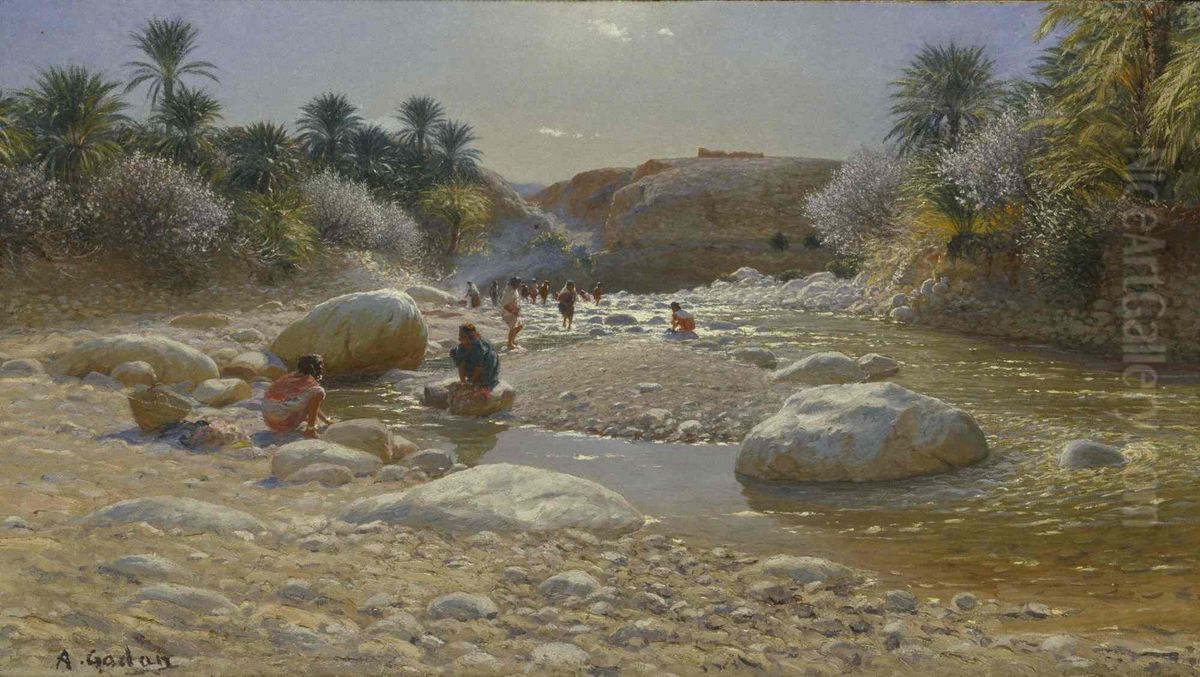 Femmes a la riviere Oil Painting by Antoine Gadan