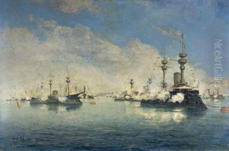 Escadre a Toulon, 14 juillet 1892 Oil Painting by Octave de Champeaux