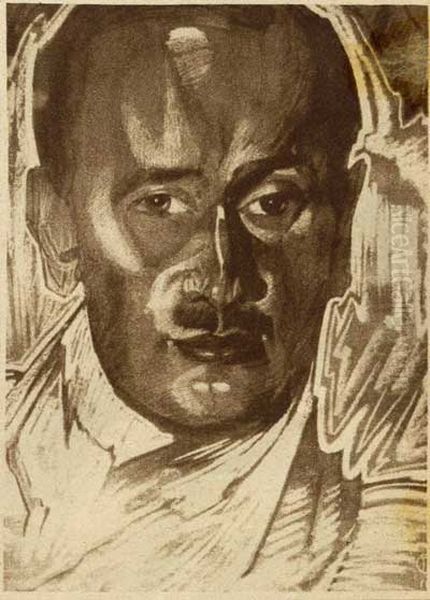 Portrait of a man (Stanislaw Alberti ?) Oil Painting by Stanislaw Ignacy Witkiewicz (Witkacy)