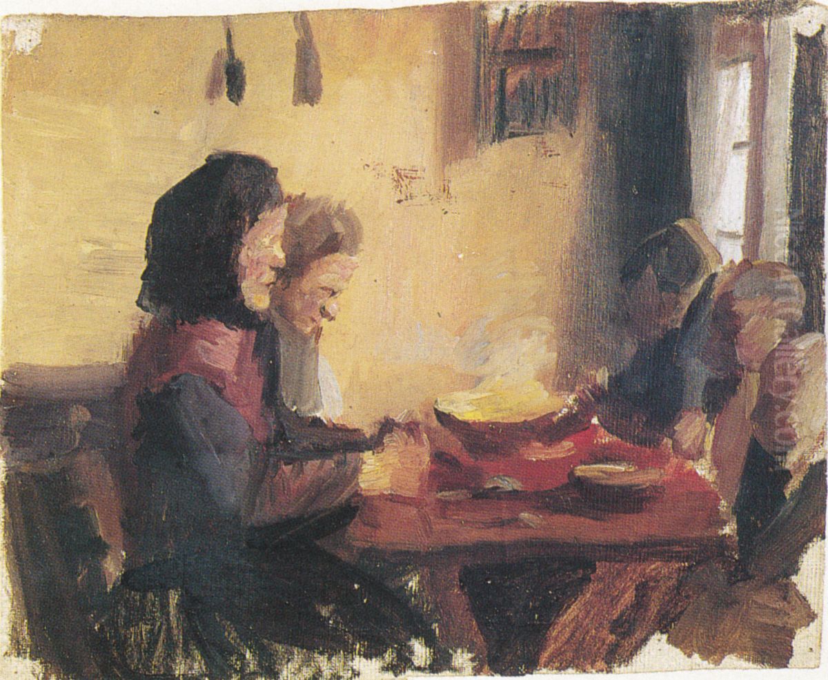 Saying Grace (HAF3069) Oil Painting by Anna Ancher