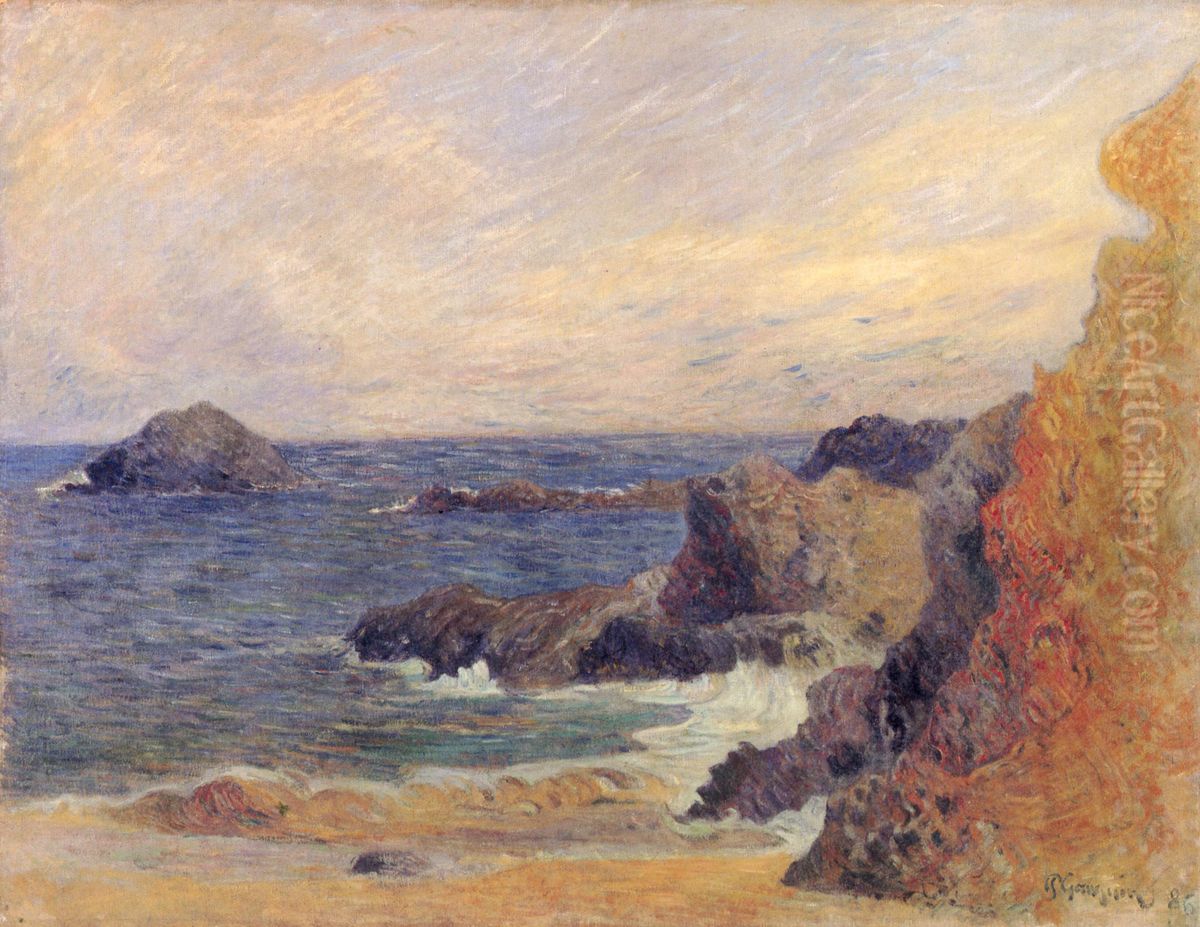 La Cote rocheuse, ou Rochers au bord de la mer Oil Painting by Paul Gauguin