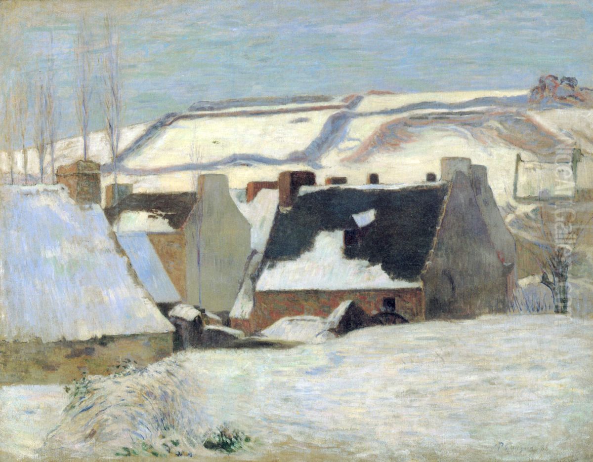 Pont-Aven sous la neige, ou Effet de neige Oil Painting by Paul Gauguin