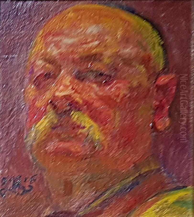 Selvportraet Oil Painting by Kristian Zahrtmann