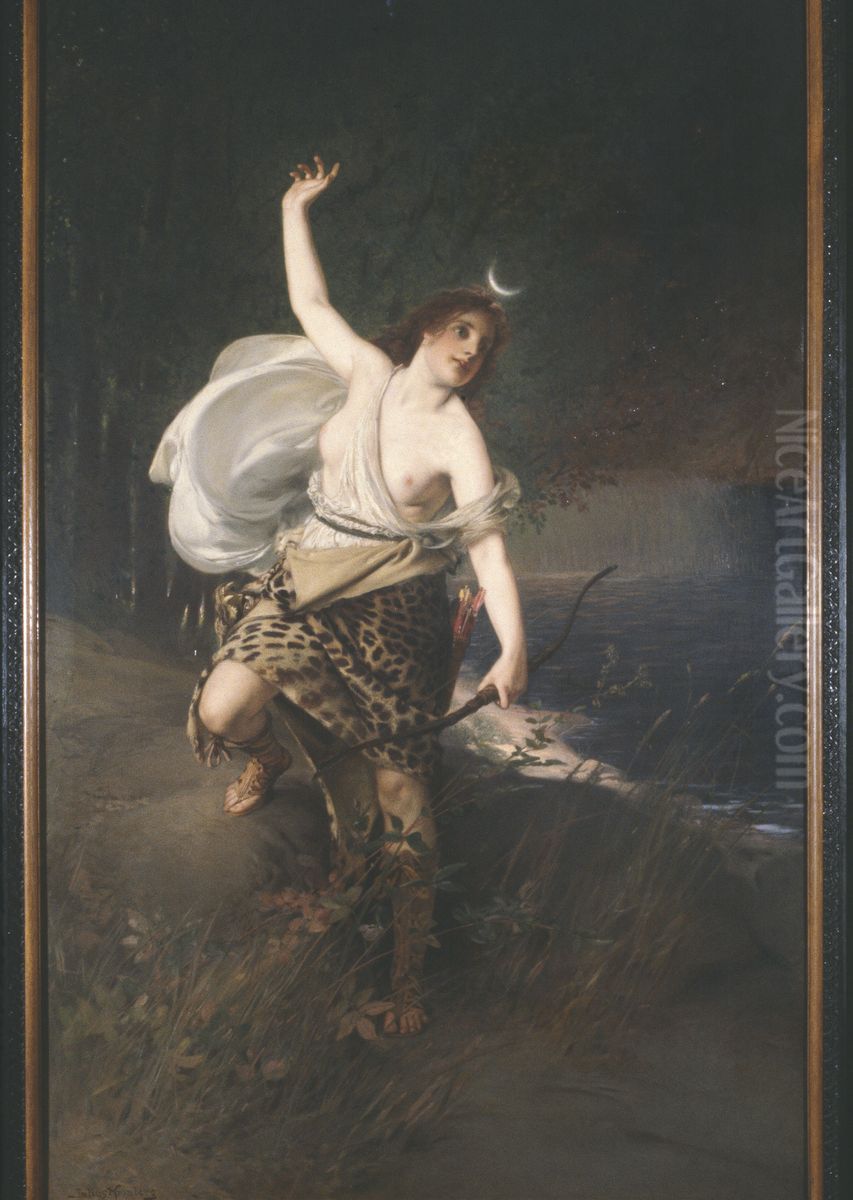 Diana Oil Painting by Julius Johann Ferdinand Kronberg