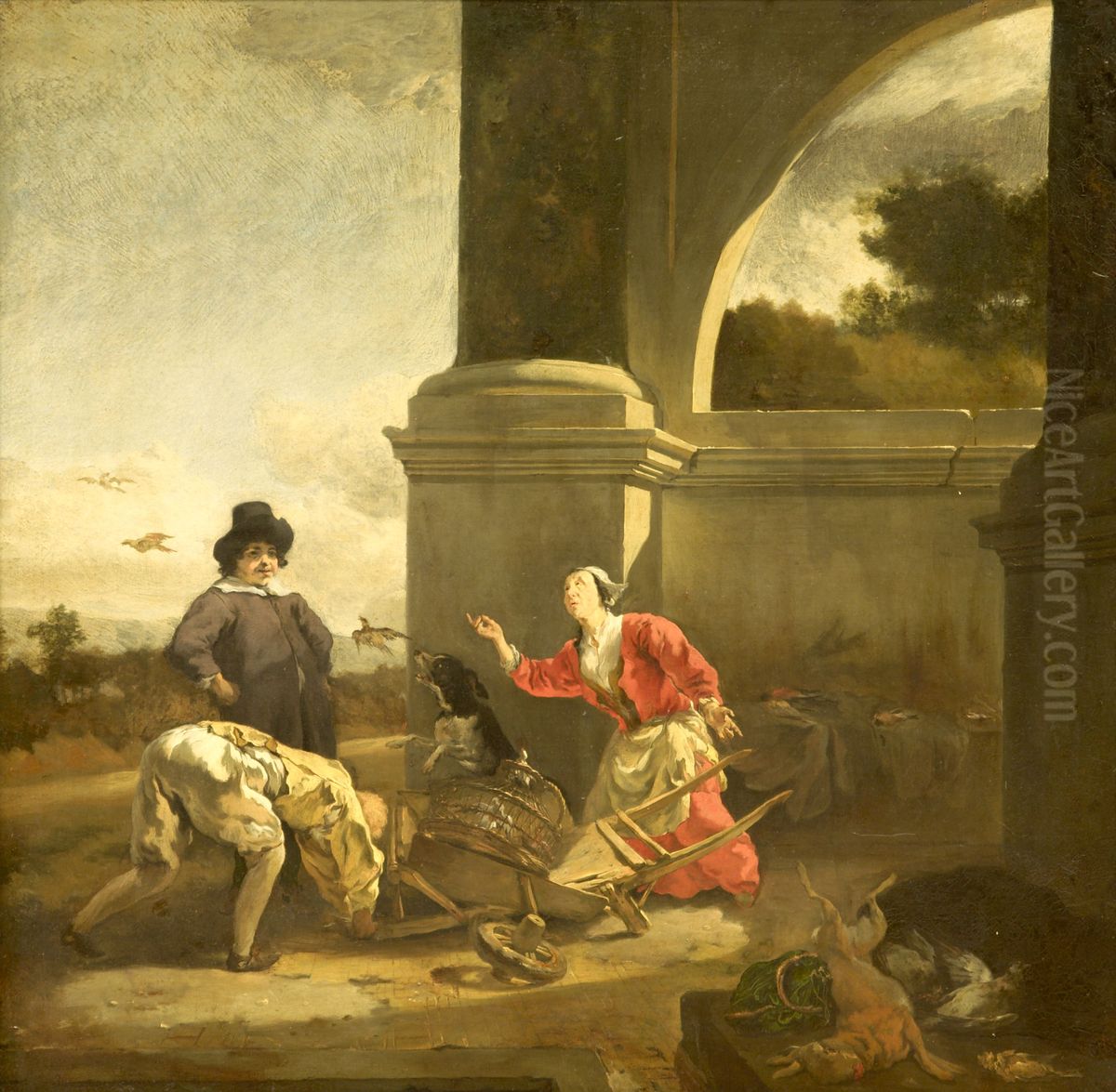 Viltforsaljerskans missodeEnglish:The Poulterer's Mishap Oil Painting by Jan Weenix