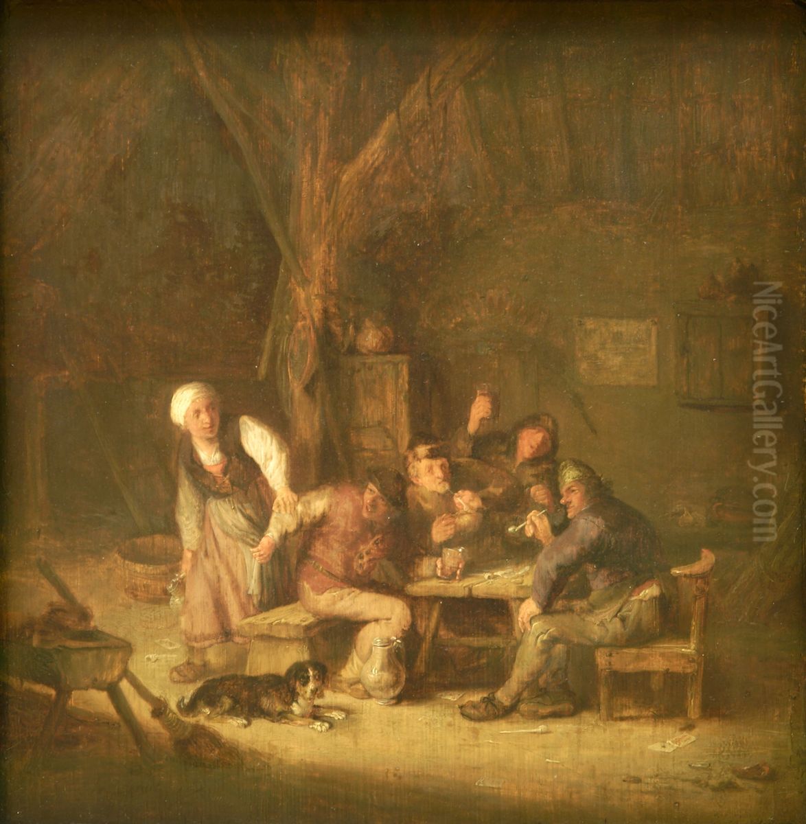 Interior of a Peasant's Cottage Oil Painting by Adriaen van Ostade