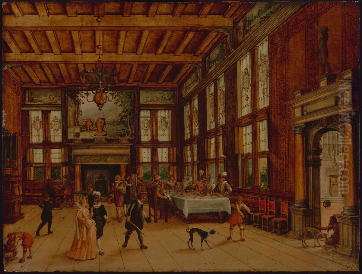 Lazarus at the Rich Man's Door Oil Painting by Esaias Van De Velde