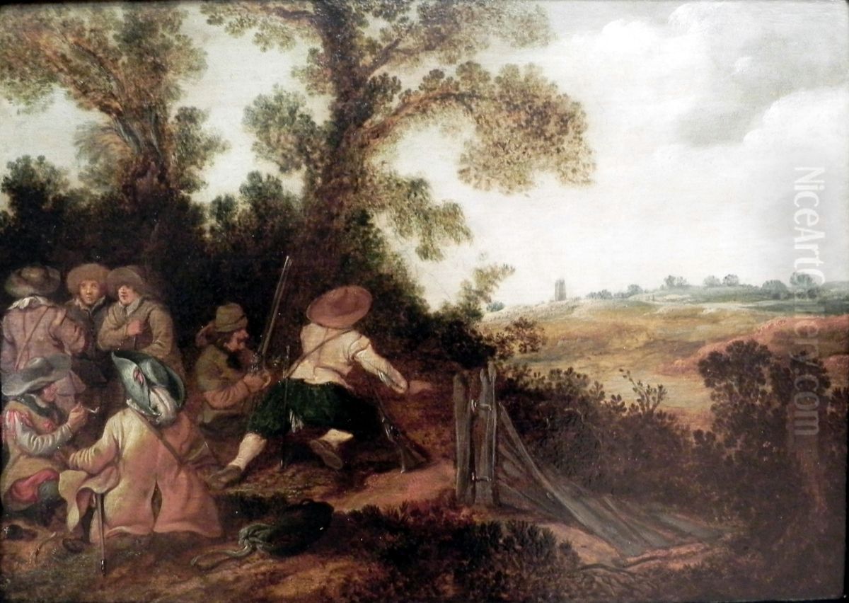 Burgerwehr in den Dunen im Hinterhalt Oil Painting by Esaias Van De Velde