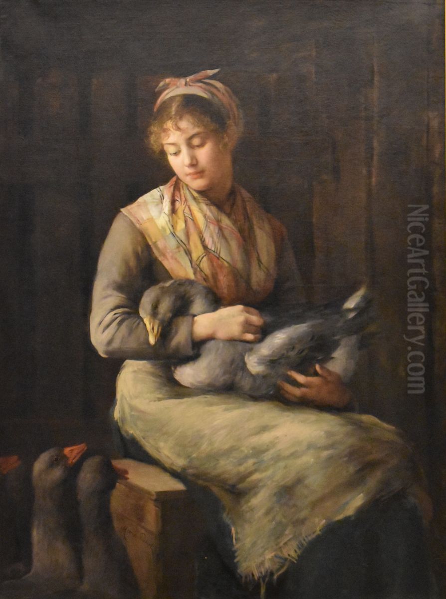 Jeune fille aux oies Oil Painting by Marie Petiet