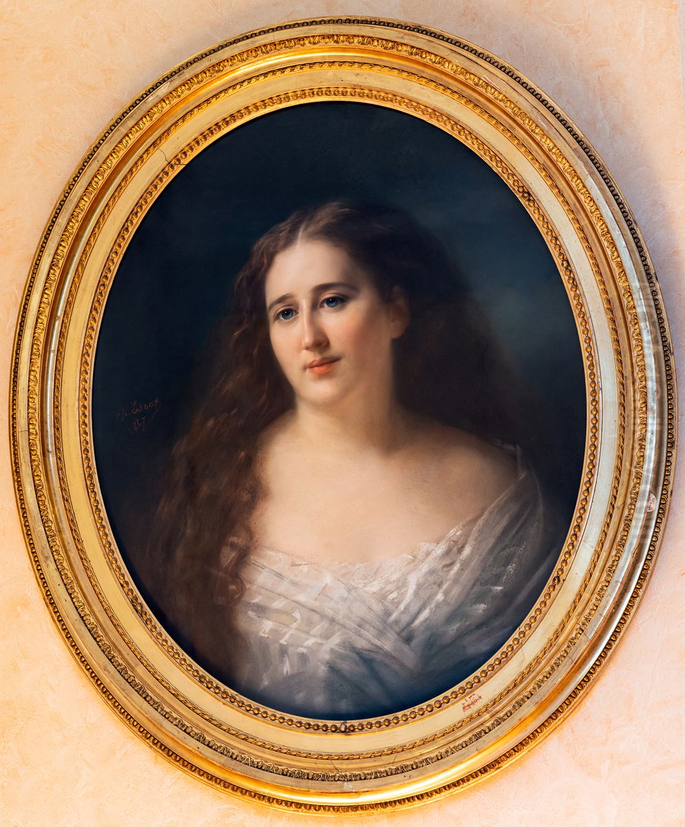Portrait d'Adele de Rothschild - Charles Escot - musee des Beaux-Arts de Gaillac Oil Painting by Charles Escot