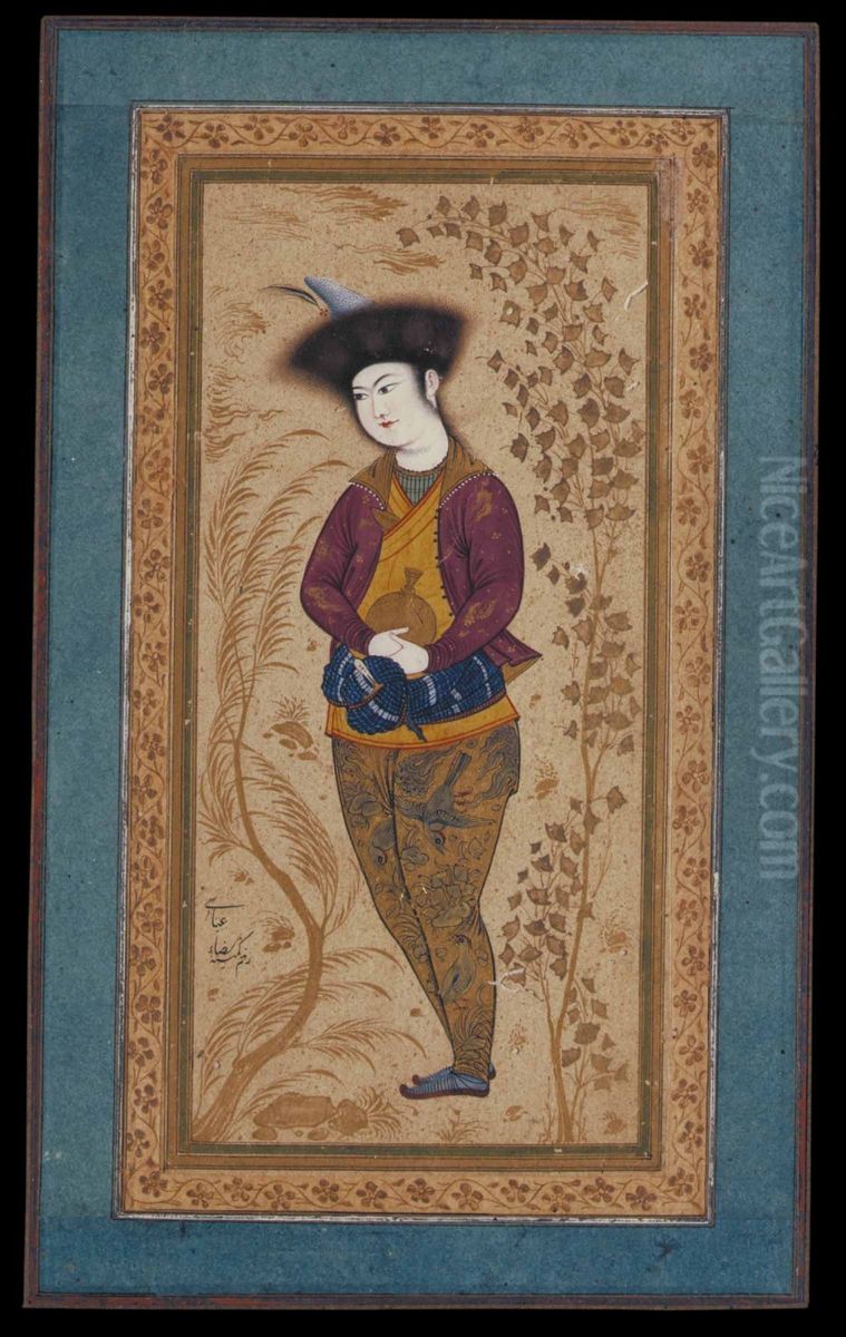 Young man in a fur hat (CBL Per 260.2) Oil Painting by Reza Abbasi