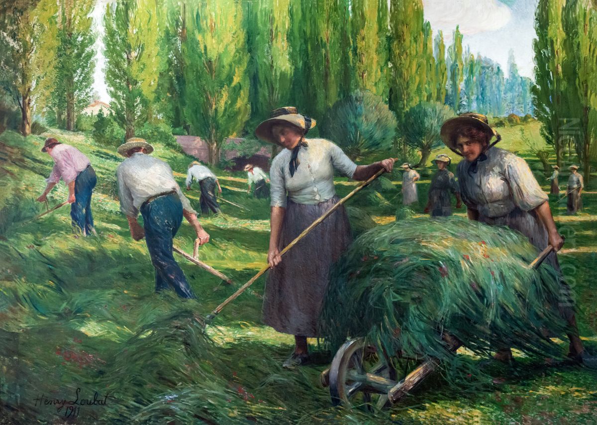 Les faucheurs Oil Painting by Henri Loubat