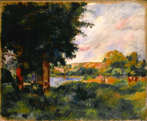 Paysage de l'Ile-de-France Oil Painting by Pierre Auguste Renoir