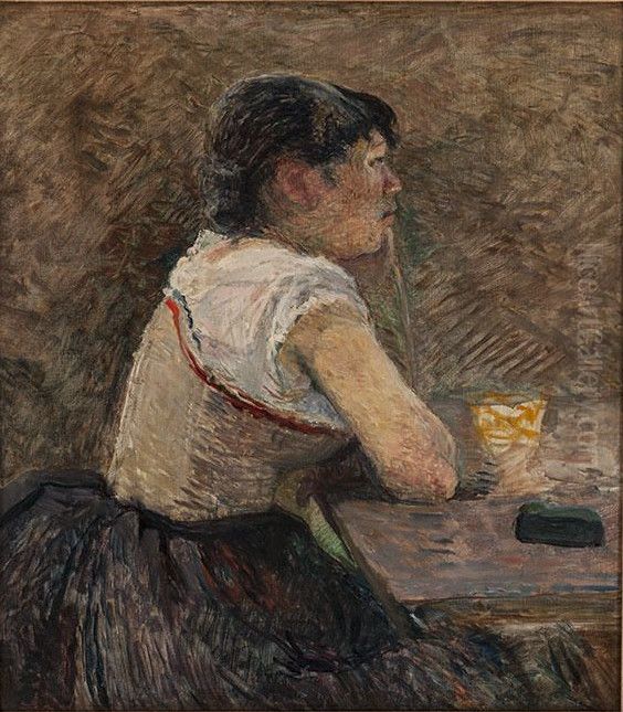 Bebedora de ajenjo en Grenelle. Oil Painting by Henri De Toulouse-Lautrec