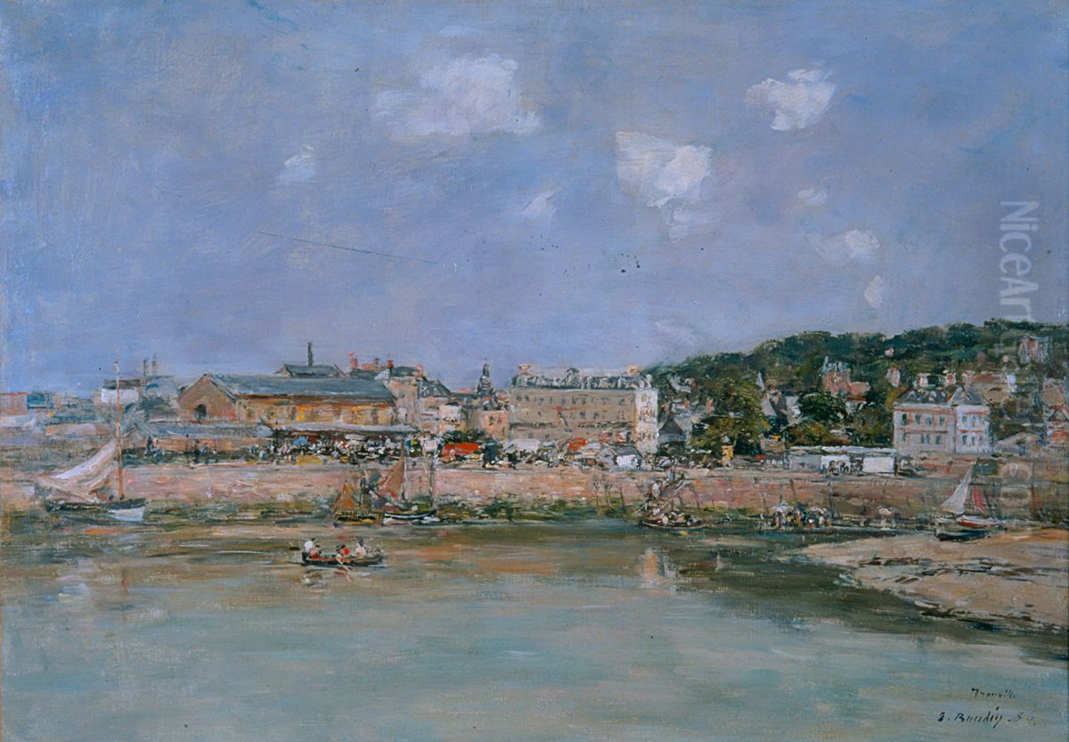 The harbor of Trouville Oil Painting by Eugene Louis Boudin