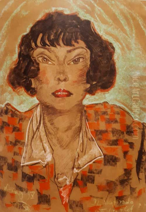 Portrait of Mira Ziminska Oil Painting by Stanislaw Ignacy Witkiewicz (Witkacy)