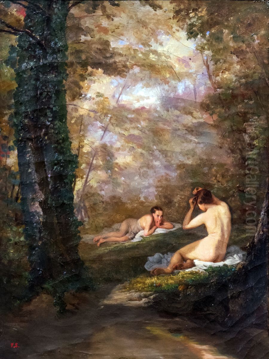 Baigneuses 895.1.171 - Firmin Salabert - Musee des Beaux-Arts de Gaillac Oil Painting by Firmin Salabert