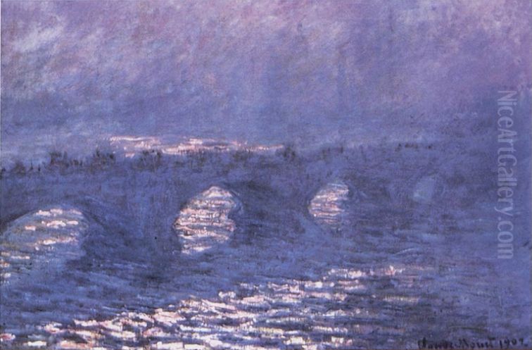 Le pont de Waterloo, effet de soleil dans la brume Oil Painting by Claude Oscar Monet