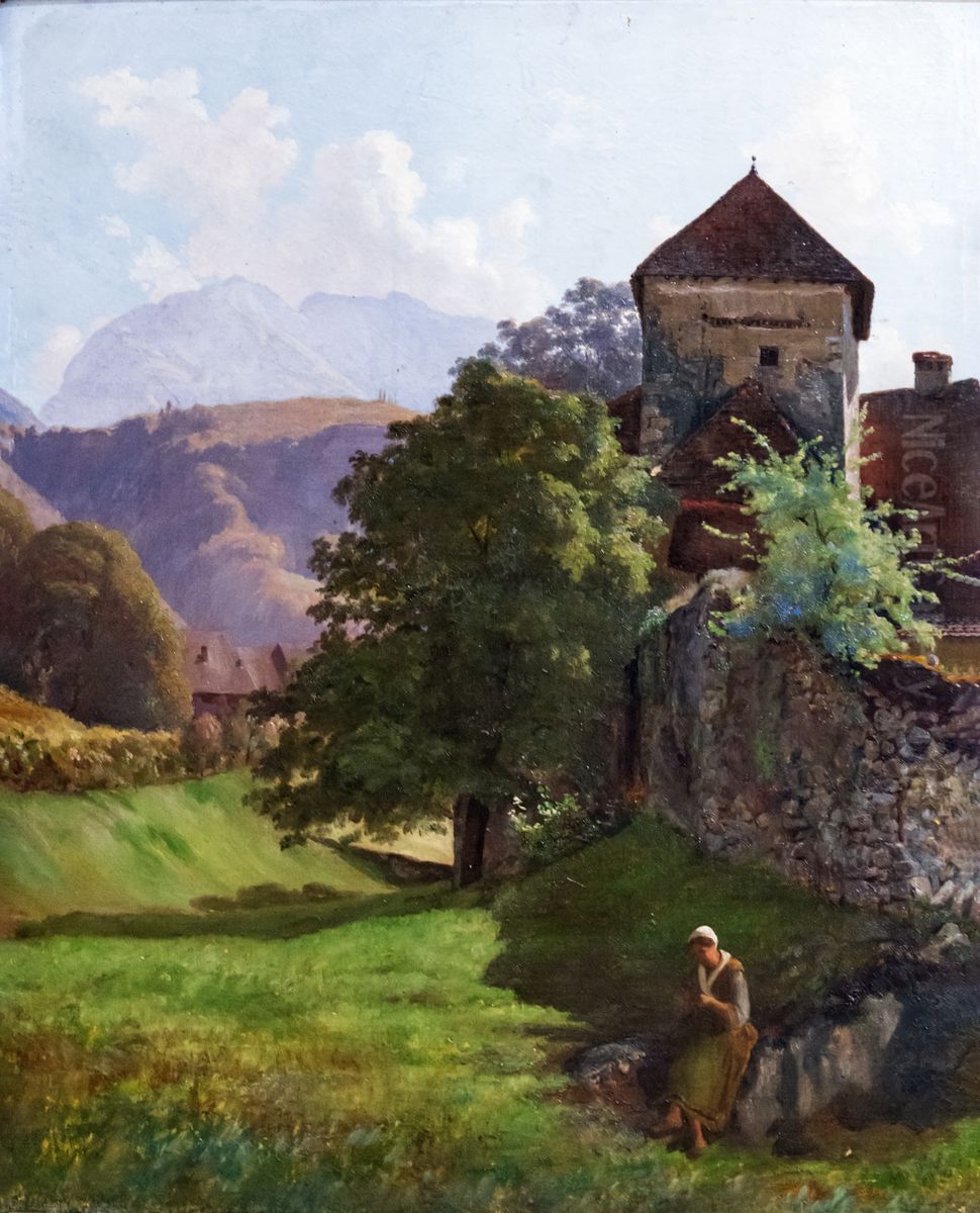 Etude de l'ancienne abbaye des Benedictins de Talloires, environs d'Annecy Oil Painting by Firmin Salabert