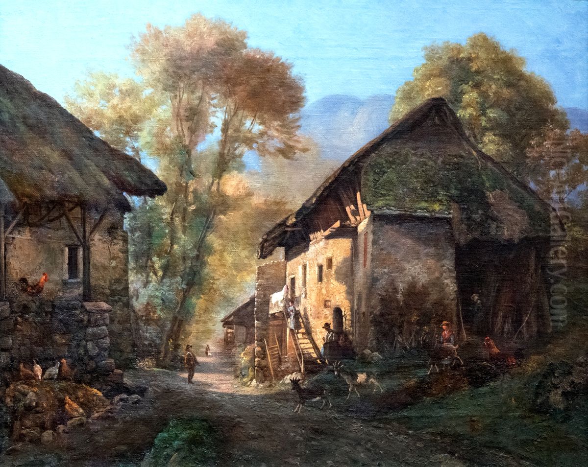 Village du Verthier, vallee de Doussard (Haute-Savoie) Oil Painting by Firmin Salabert