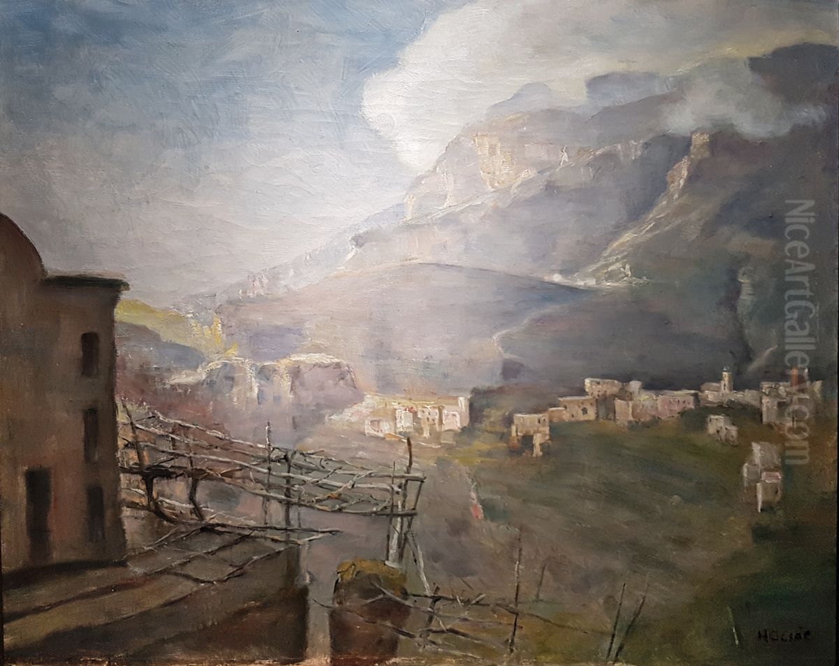 Village in the Apennine Mountains. Oil Painting by Carl Holsoe