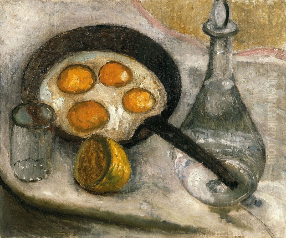 Still Life with Fried Eggs in a Pan Oil Painting by Paula Modersohn-Becker