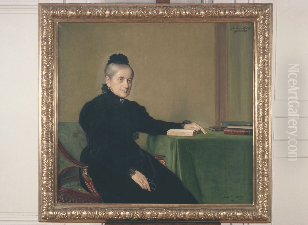 Johanna Kempe, fodd Wallis (1818-1909) Oil Painting by Julius Johann Ferdinand Kronberg