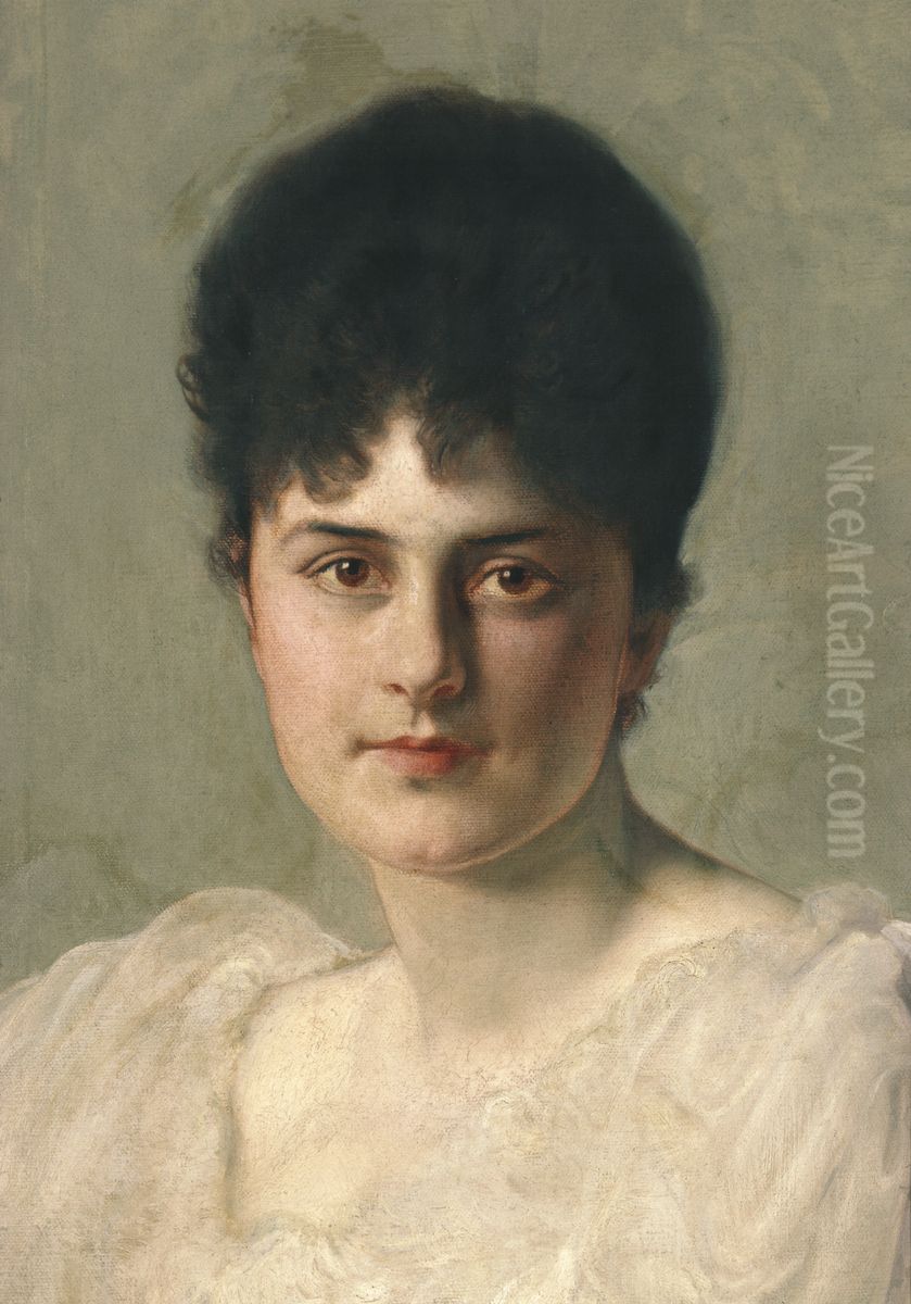 Ellen de Mare, fodd von Hallwyll (1867-1952) Oil Painting by Julius Johann Ferdinand Kronberg