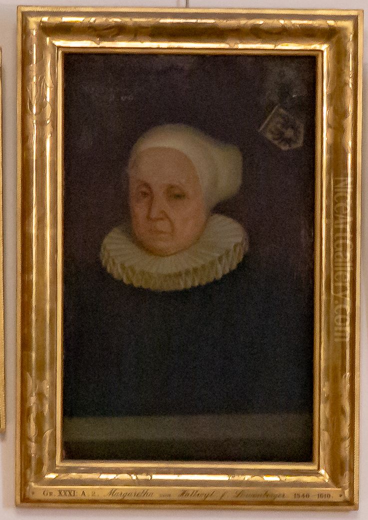 Portrait of Margaretha von Hallwyl, nee Lowenberger (1540-1610), copy Oil Painting by Julius Johann Ferdinand Kronberg