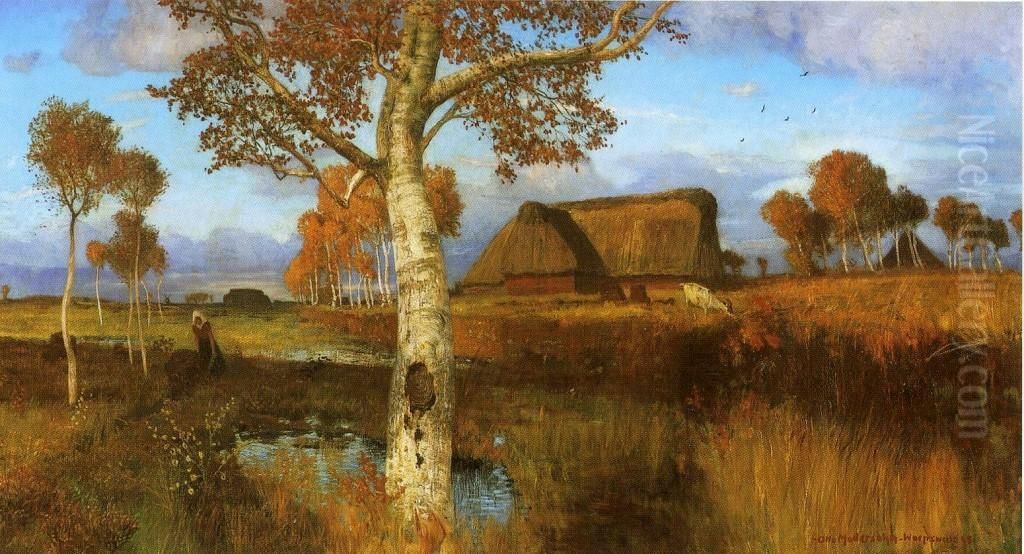 Autumn in the marsh Oil Painting by Otto Modersohn
