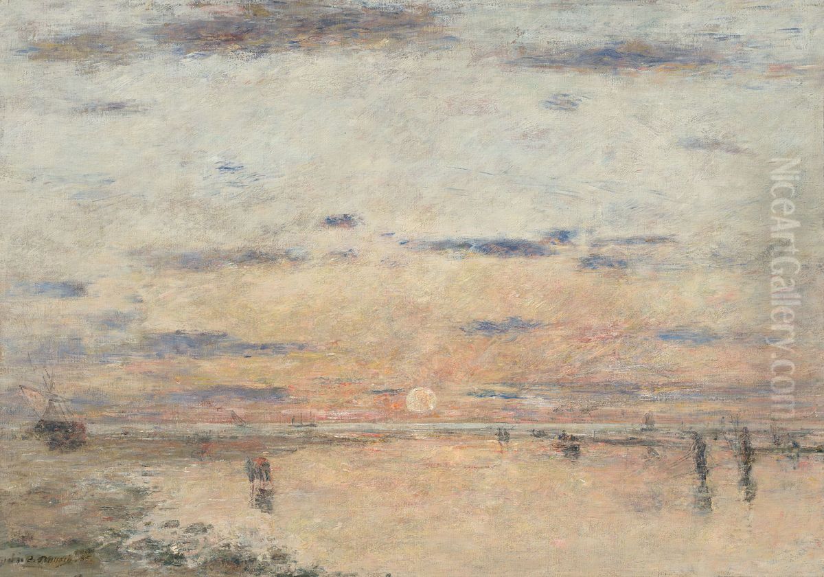 Le Havre. Sonnenuntergang am Meer Oil Painting by Eugene Louis Boudin