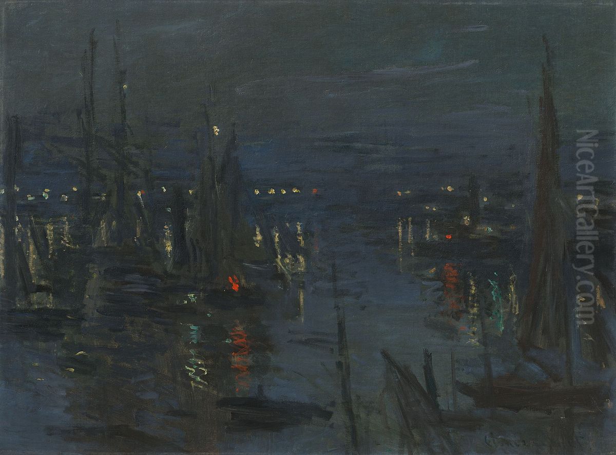 Der Hafen von Le Havre am Abend Oil Painting by Claude Oscar Monet