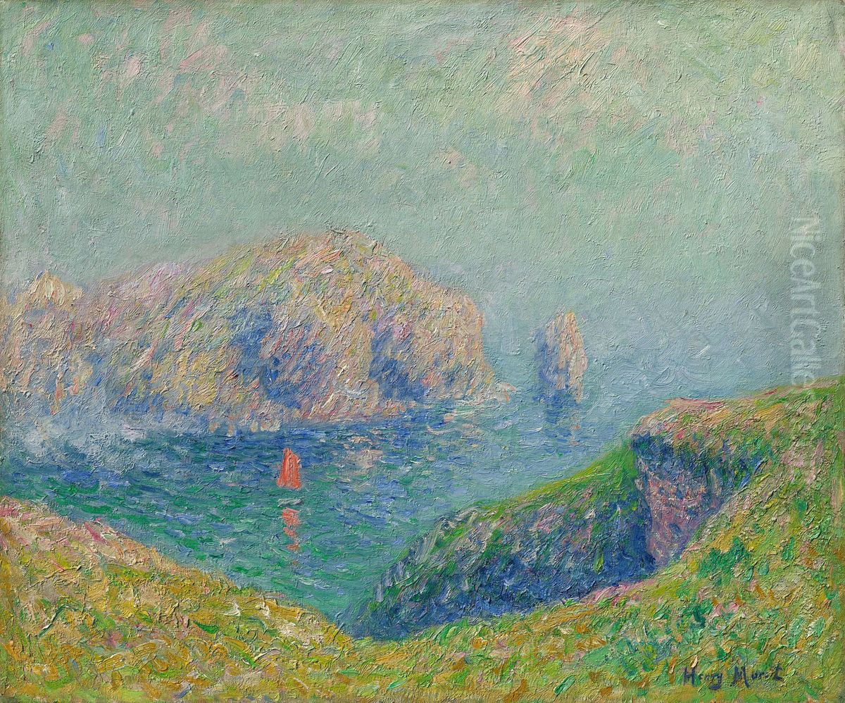 Blick auf Bucht mit Segelboot Oil Painting by Henry Moret