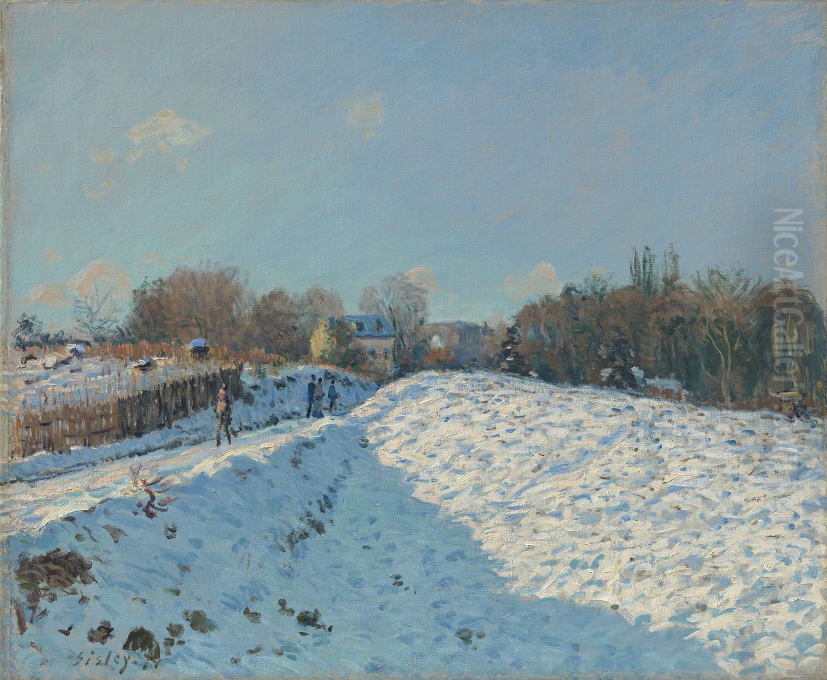 Snow Effect in Louveciennes Oil Painting by Alfred Sisley