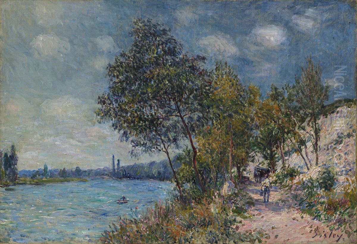 The Stone Quarries at Veneux in the Sun, Morning Oil Painting by Alfred Sisley