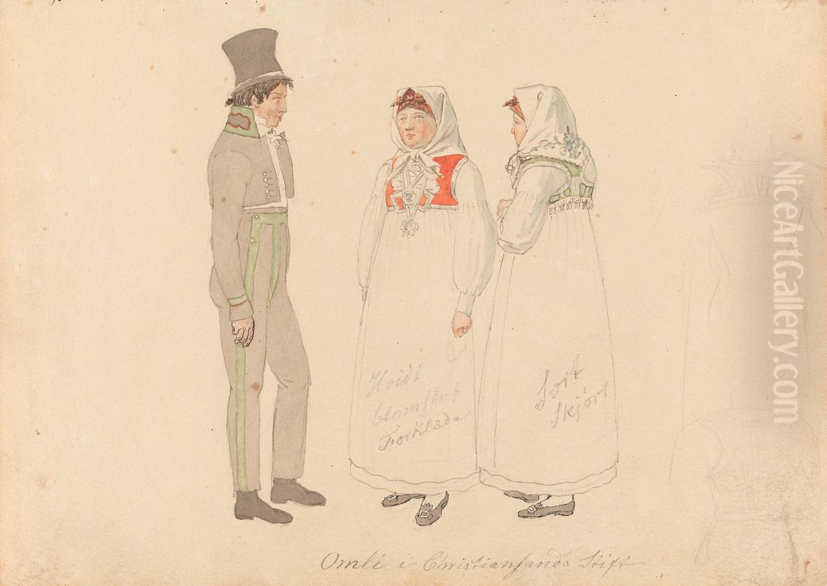 Drakter fra Amli Oil Painting by Johannes Flintoe