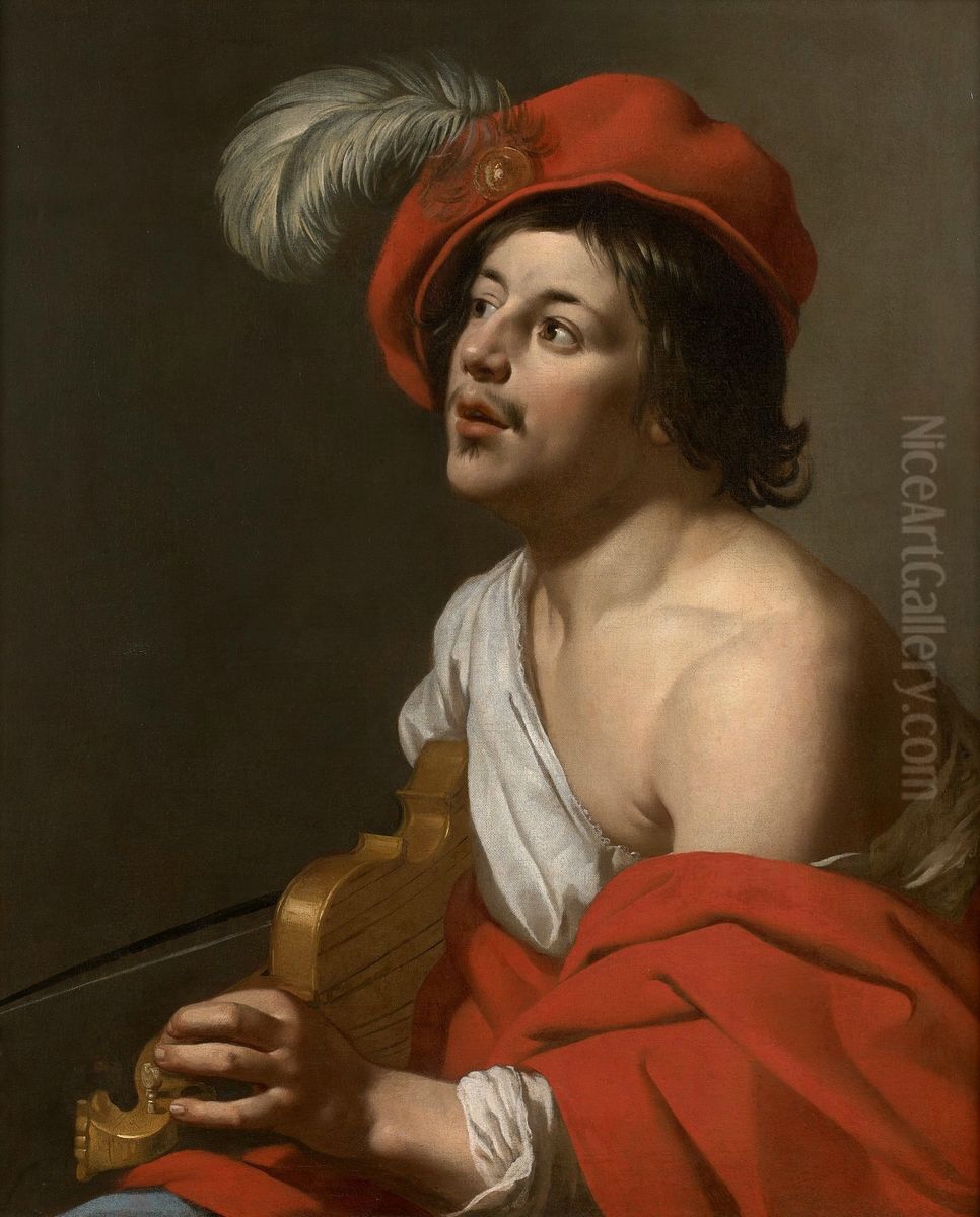 Young man tuning his violin Oil Painting by Jan Van Bijlert