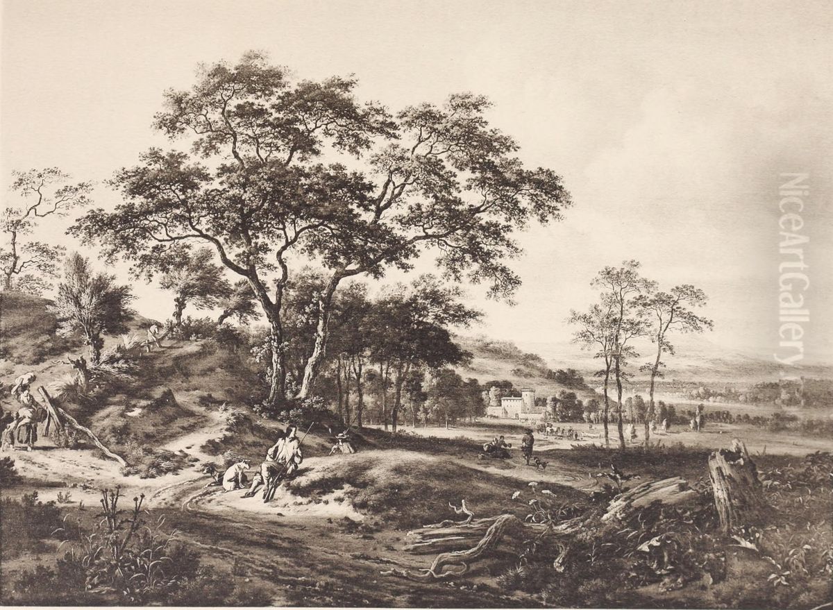 Landscape with a resting hunter Oil Painting by Jan Wijnants